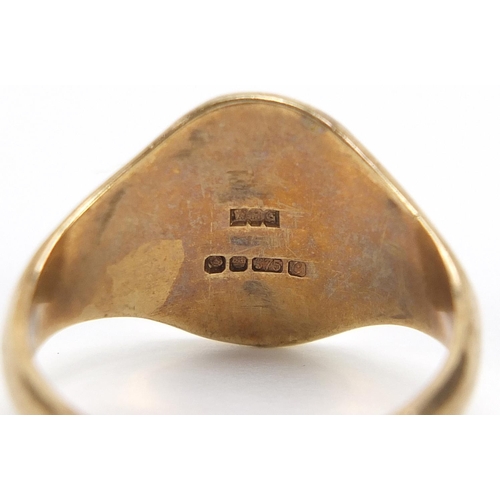 112 - 9ct gold masonic ring, size V, 6.4g