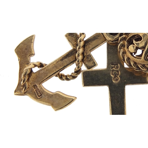 269 - 9ct gold 'faith, hope and charity' charm, 2.3cm high, 2.6g