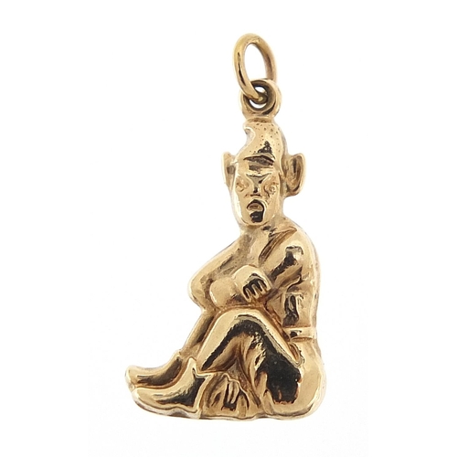 344 - 9ct gold garden gnome charm, 2.0cm high, 0.8g