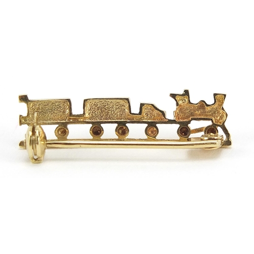 314 - 9ct gold train brooch, 2.7cm wide, 1.5g