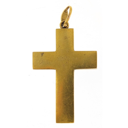 16 - Victorian unmarked gold seed pearl cross pendant, (tests as 15ct gold) 4.6cm high, 5.1g