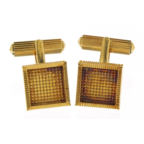 3 - Pair of 1970s 18ct gold Cartier cufflinks housed in a silk and velvet lined fitted case, 1.2cm x 1.2... 