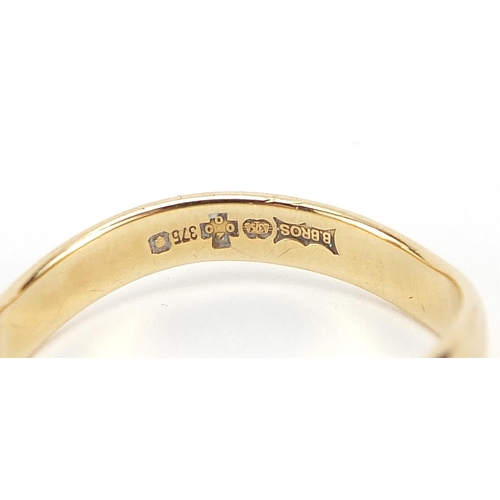 187 - 9ct gold wedding band, size P, 2.1g