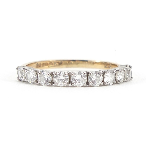 352 - 9ct gold cubic zirconia half eternity ring, size L, 1.4g