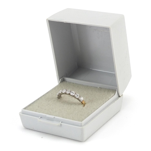 352 - 9ct gold cubic zirconia half eternity ring, size L, 1.4g