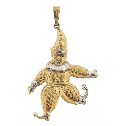 141 - 9ct two tone gold clown pendant, 3.8cm high, 1.2g