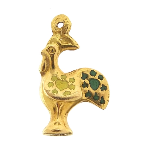 295 - Portuguese high carat gold and enamel rooster charm, marked 800, 1.5cm high, 0.5g