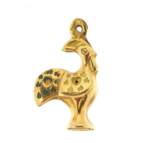 295 - Portuguese high carat gold and enamel rooster charm, marked 800, 1.5cm high, 0.5g