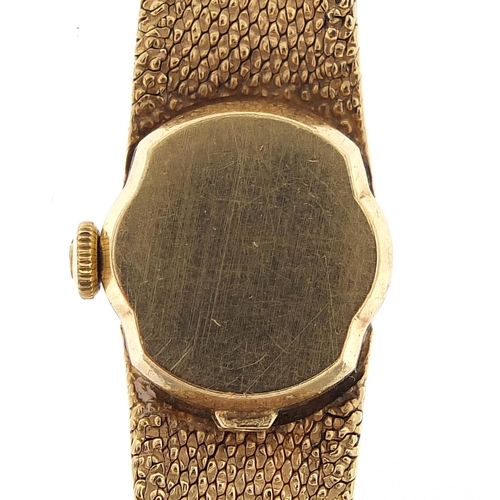 260 - Omega, ladies 9ct gold Omega Deville wristwatch with 9ct gold strap, the case 17mm wide, 30.2g