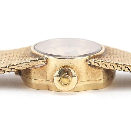 260 - Omega, ladies 9ct gold Omega Deville wristwatch with 9ct gold strap, the case 17mm wide, 30.2g