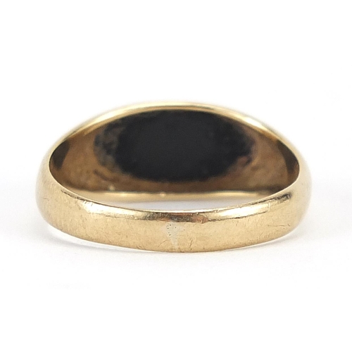 338 - 9ct gold black onyx and white sapphire ring, size H/I, 1.9g