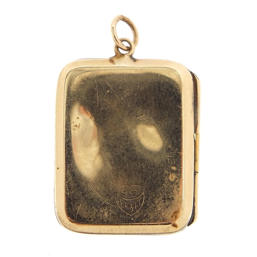 265 - 9ct gold back and front locket with engine turned decoration, 2.5cm high, 5.4g