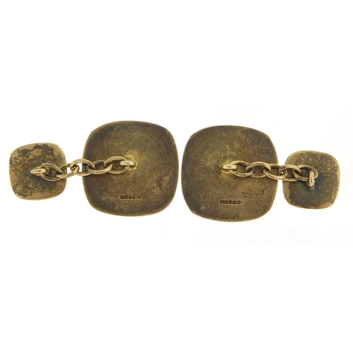 152 - Pair of silver gilt and enamel OBE cufflinks, each 2cm x 2cm, 13.5g