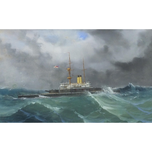 1509 - Attributed to Antonio de Simone - HMS Nile 1891, Italian maritime interest heightened watercolour, G... 