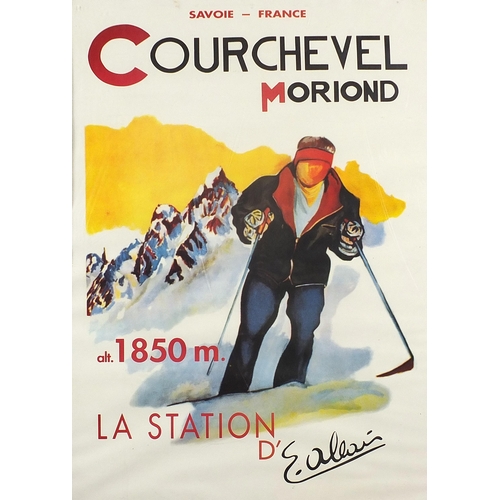 1992 - Courchevel Moriond skiing interest poster, framed and glazed, 69cm x 49cm