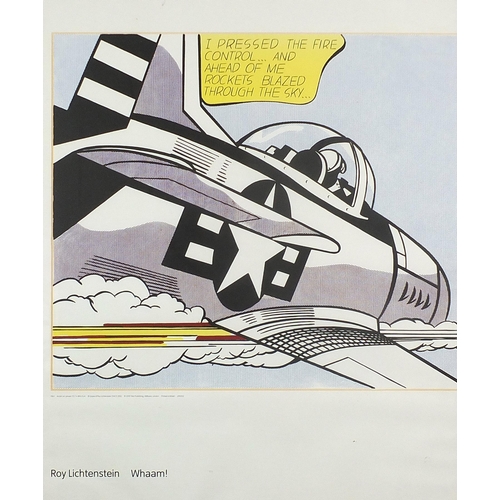 1852 - After Roy Lichtenstein - Whaam!, pair of Pop Art style prints in colour, framed and glazed, each 79c... 