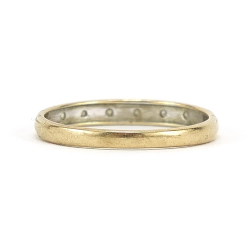 320 - 9ct gold diamond half eternity ring, size P, 1.5g