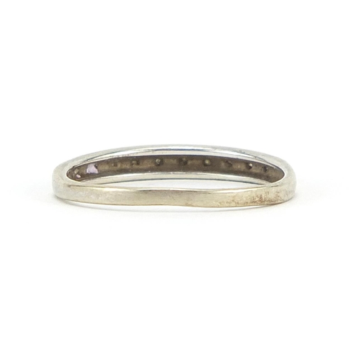 281 - 9ct white gold diamond half eternity ring, size L, 1.1g