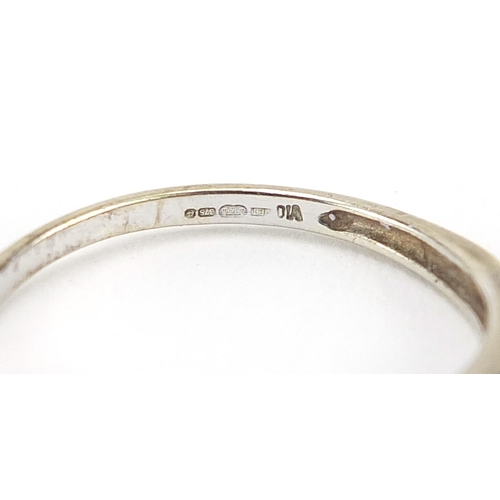 281 - 9ct white gold diamond half eternity ring, size L, 1.1g