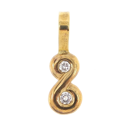 329 - Unmarked gold diamond pendant, 1.8cm high, 1.0g