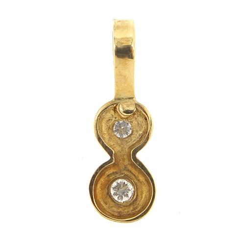 329 - Unmarked gold diamond pendant, 1.8cm high, 1.0g