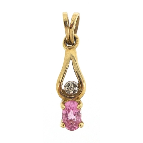 319 - 9ct gold ruby and diamond, 1.8cm high, 0.6g