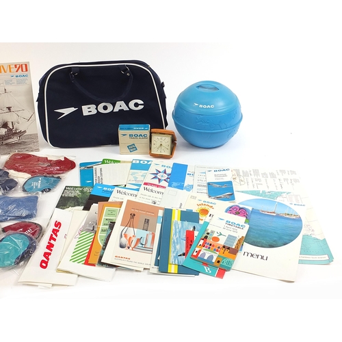 1997 - Aviation BOAC memorabilia including ice bucket, bag and menus