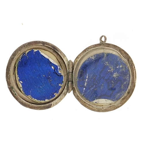 170 - Silver and guilloche enamel locket, 2.5cm in diameter, 9.0g