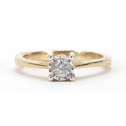 41 - 9ct gold diamond solitaire ring, the band stamped 0.20ct, size M, 2.7g