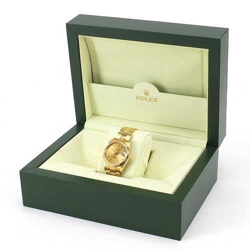 4 - Rolex, 18ct gold gentlemen's Oyster Perpetual Date automatic wristwatch with champagne dial and 18ct... 