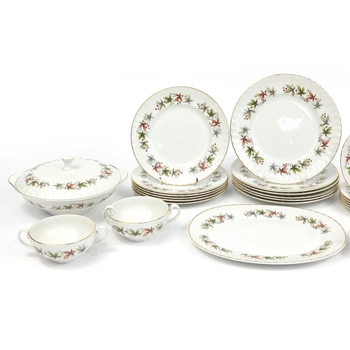 200 - Ridgeway bone china floral dinnerware including tureens and sauce boat, the largest 30cm in diameter