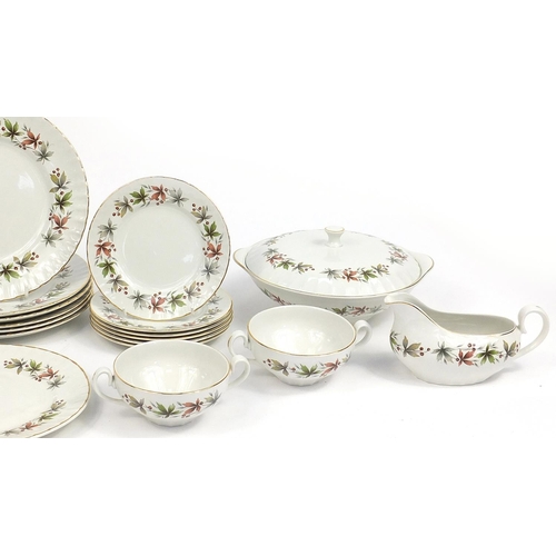 200 - Ridgeway bone china floral dinnerware including tureens and sauce boat, the largest 30cm in diameter