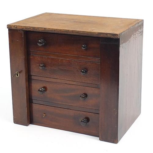 41 - Mahogany set of lockable wooden drawers, 32cm H x 37cm W x 25cm D