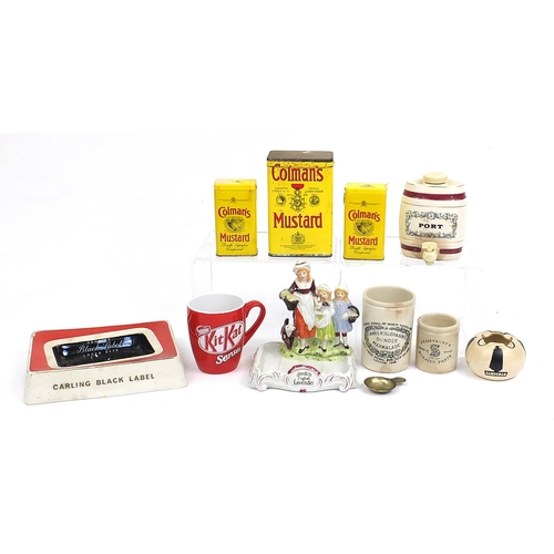 150 - Assorted advertising ceramics including Yardley English Lavender, soap dish, Sandeman port items, Du... 