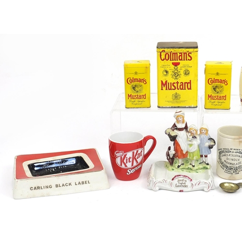 150 - Assorted advertising ceramics including Yardley English Lavender, soap dish, Sandeman port items, Du... 