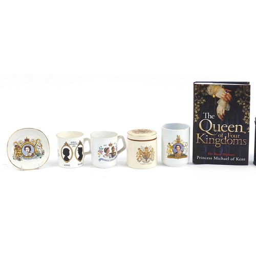 37 - Commemorative china, Prince of Wales tin and a hardback Princess Michael of Kent book, the largest 1... 