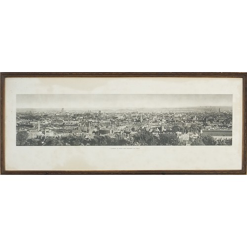 91 - Panoramic photographic print of London from Parliament Hill Fields, with the key to the principal bu... 