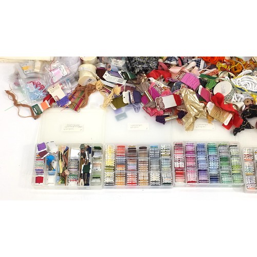 217 - Large quantity of assorted coloured cotton threads and wools