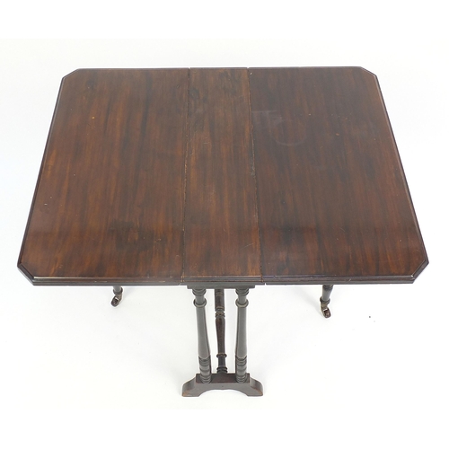 82 - Victorian mahogany Sutherland table, 60cm H x 74cm W extended x 60cm D