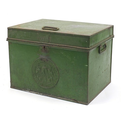 110 - Victorian Milner's fire resistant safe with key, 44cm H x 61cm W x 46cm D