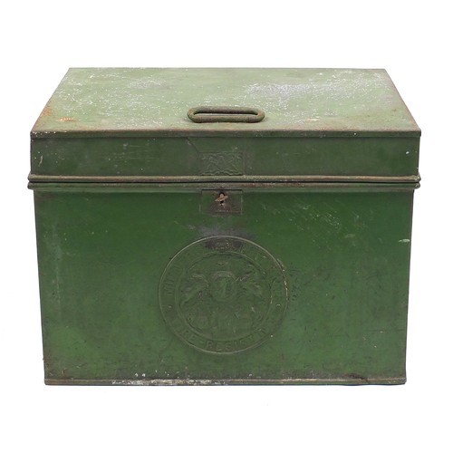 110 - Victorian Milner's fire resistant safe with key, 44cm H x 61cm W x 46cm D