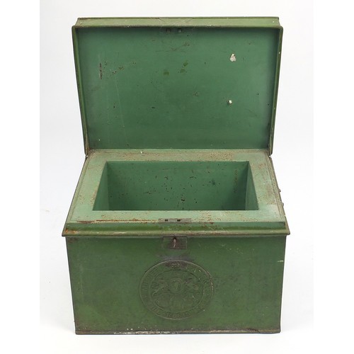 110 - Victorian Milner's fire resistant safe with key, 44cm H x 61cm W x 46cm D