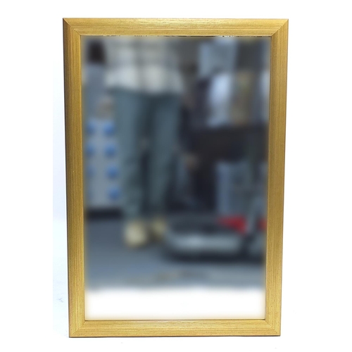 113 - Rectangular gilt framed wall mirror with bevelled glass, 96cm x 64cm