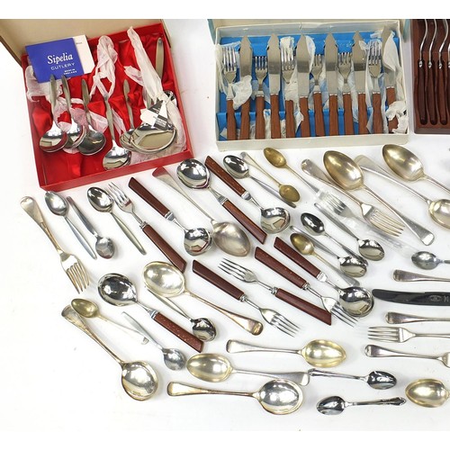 64 - Vintage and later silver plated and stainless steel cutlery, some with boxes