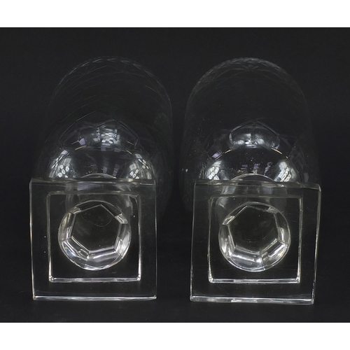 1328 - Pair of Regency style cut glass celery vases, 34.5cm high