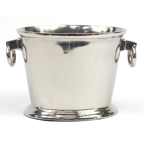 585 - Du Louvois style Champagne ice bucket with ring handles, 39cm wide