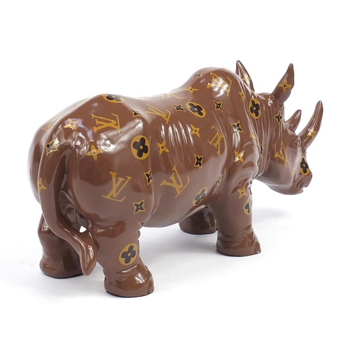 1035 - Louise Vuitton style rhinoceros, 51cm in length