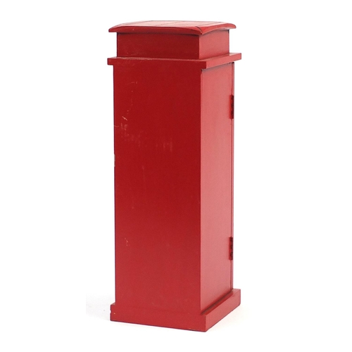 1058 - Painted wood telephone box design table cabinet, 52cm H x 18cm W x 18cm D