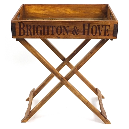 900A - Brighton Pier design folding tray top table, 80cm H x 65cm W x 44cm D