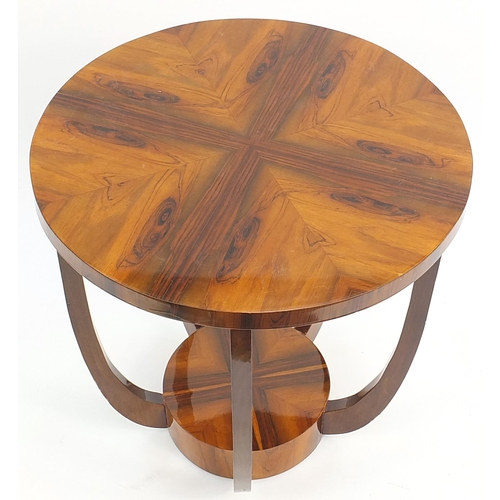 887 - Art Deco design rosewood effect occasional table, 60cm high x 60cm in diameter